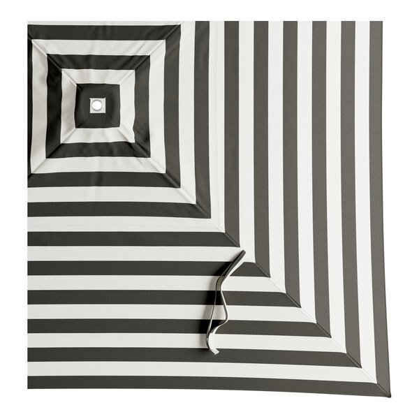 A square black and white striped umbrella canopy designed for aluminum push lift umbrellas.