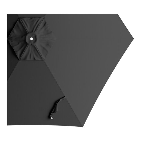 A round, raven black umbrella canopy designed for 9-foot aluminum push lift umbrellas.