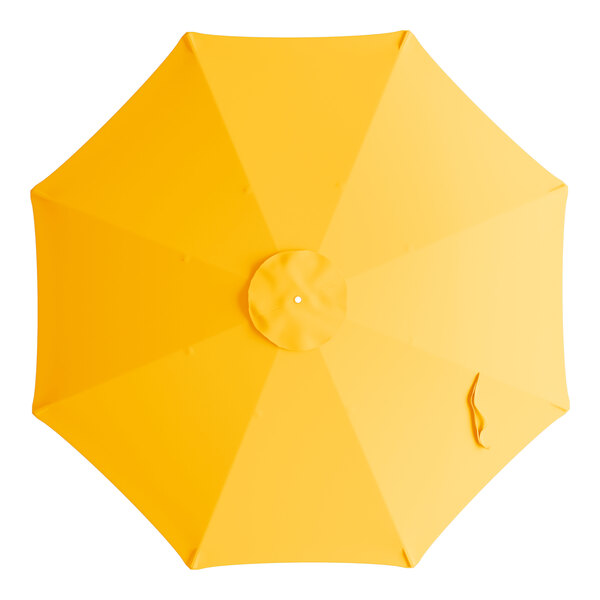 A round canary yellow umbrella canopy designed for 9-foot steel push lift umbrellas.