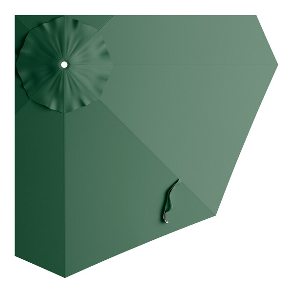An 11-foot round forest green umbrella canopy designed for aluminum crank lift umbrellas.