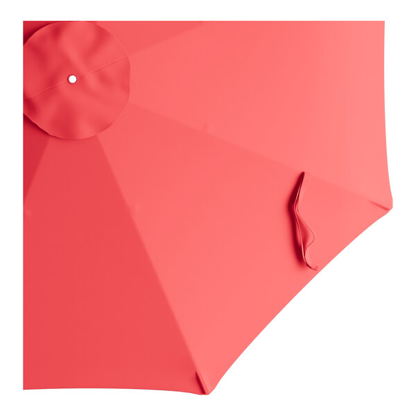 A round poppy red umbrella canopy designed for 7 1/2 foot steel push lift umbrellas.
