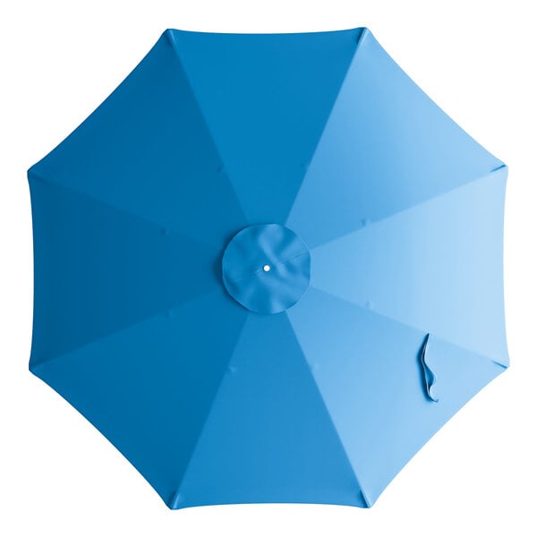 A round, pacific blue umbrella canopy designed for 9-foot steel push lift umbrellas.