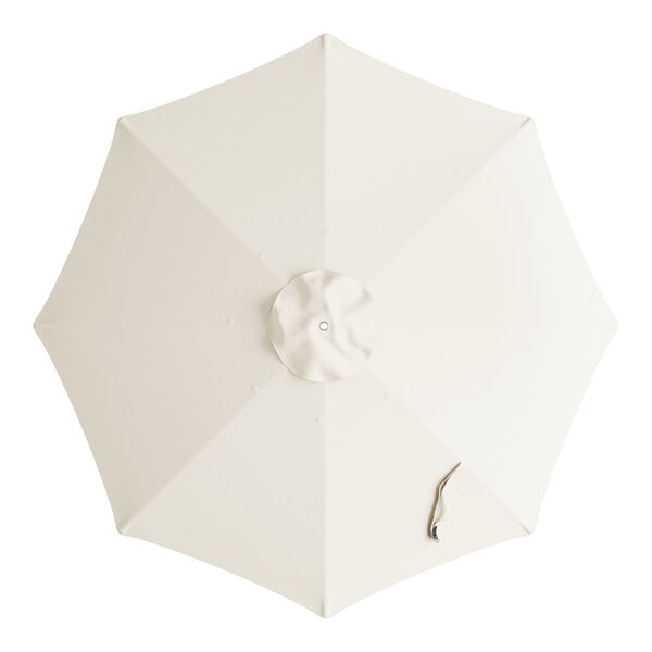 A round fossil white umbrella canopy designed for 7 1/2' bamboo pulley lift umbrellas.
