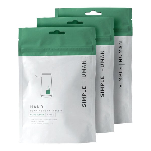 simplehuman CT2108 Olive Clover Scented Foaming Hand Soap Tablet Refill Pouch - 3/Case