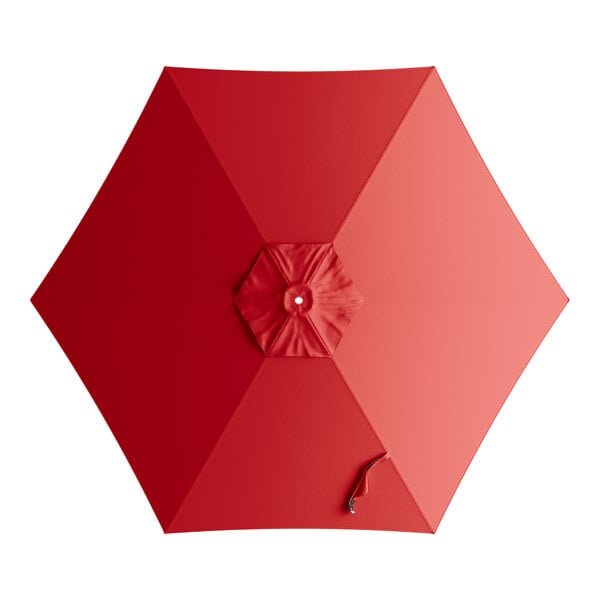 A round carnation red umbrella canopy designed for 9-foot aluminum push lift umbrellas.