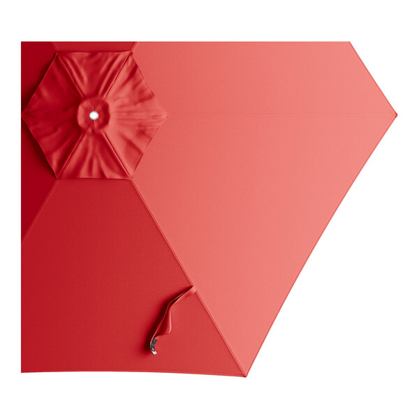 A carnation red round umbrella canopy designed for 9-foot aluminum push lift umbrellas.