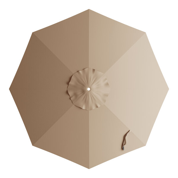 A round, tan umbrella canopy designed for aluminum crank lift auto tilt umbrellas.