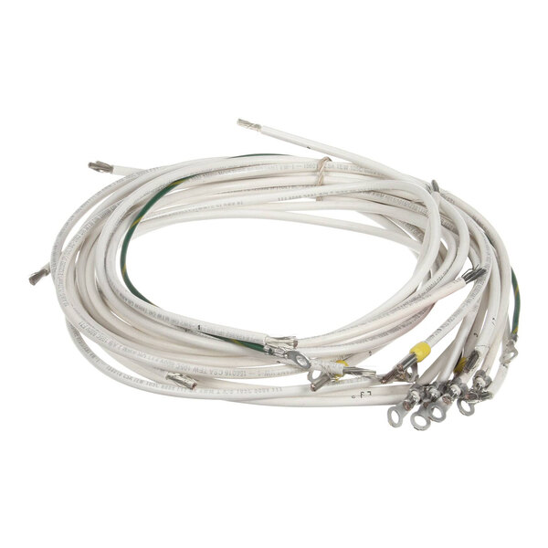 A coiled white wire harness with multiple connectors, designed for power distribution in a 3-phase delta configuration.