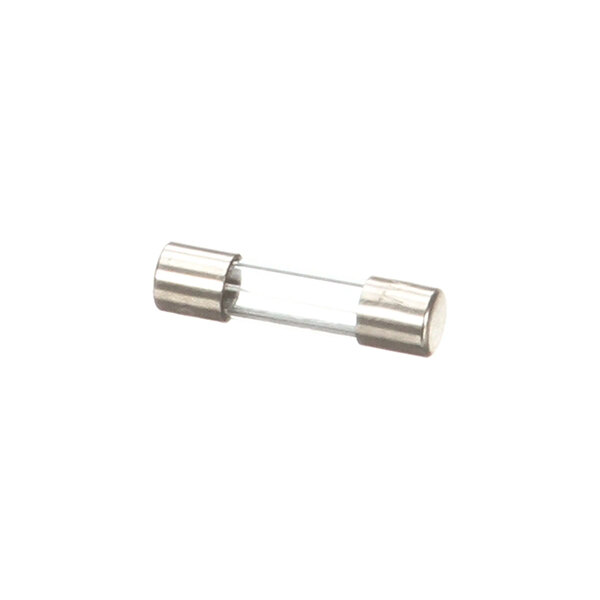A cylindrical glass fuse with metal end caps.