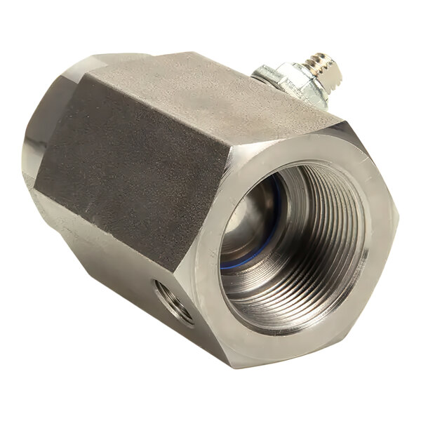 A stainless steel ball and plate drain valve with a cartridge stem.