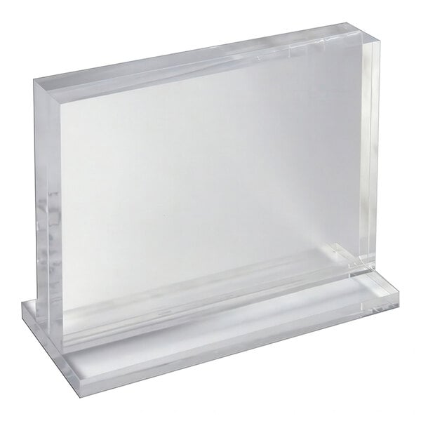 An 11" x 8 1/2" clear acrylic block frame in landscape orientation with an acrylic base.