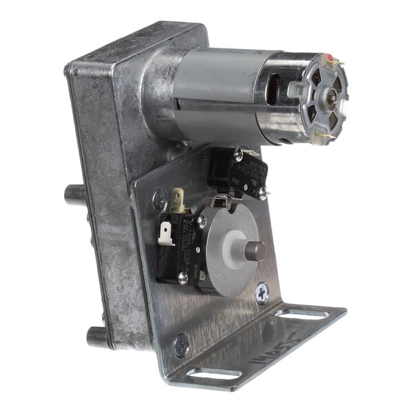 A metal AutoFry 14055 basket motor assembly with an attached electric motor and mounting bracket.