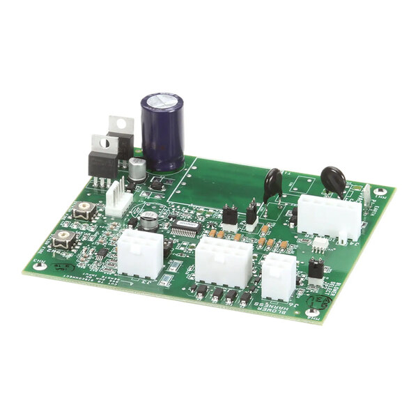 A green electronic control board with various components and connectors, used for motor and combustion control.