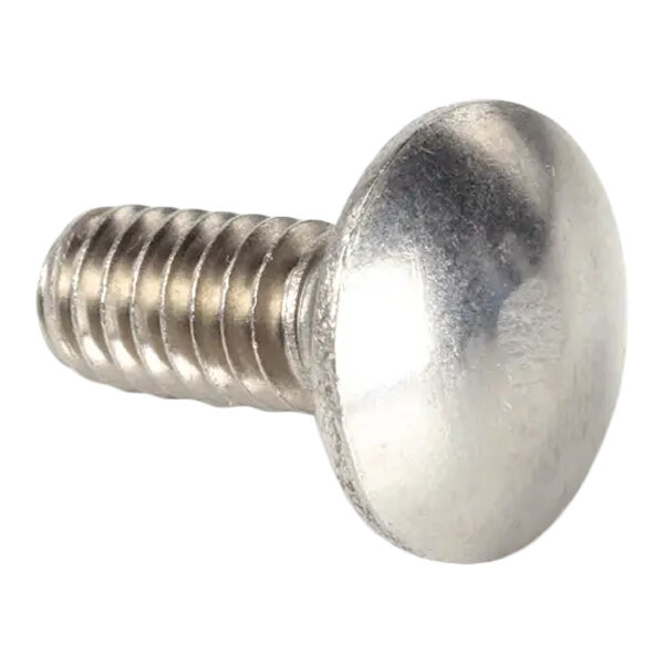 A metal carriage bolt with a round, smooth head and threaded shaft.