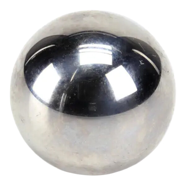 A shiny, metallic steel ball bearing.