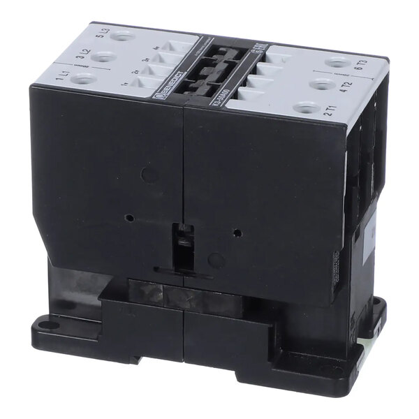 A black and gray industrial contactor used for electrical switching applications.