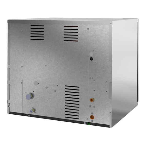 A large, rectangular, stainless steel remote-cooled ice machine unit.