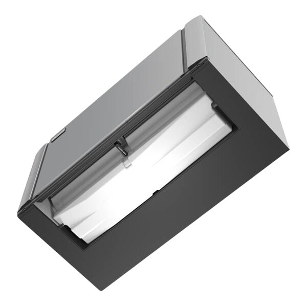 A commercial remote-cooled ice machine with a rectangular design and a visible ice-making compartment.