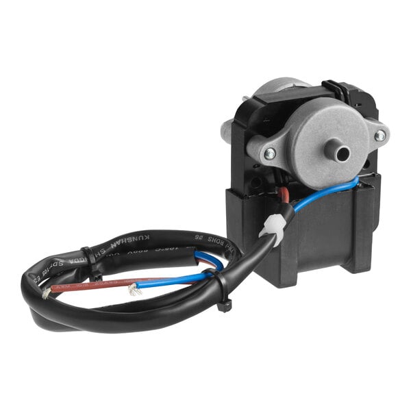 An evaporator fan motor with attached wiring for use in refrigeration equipment.