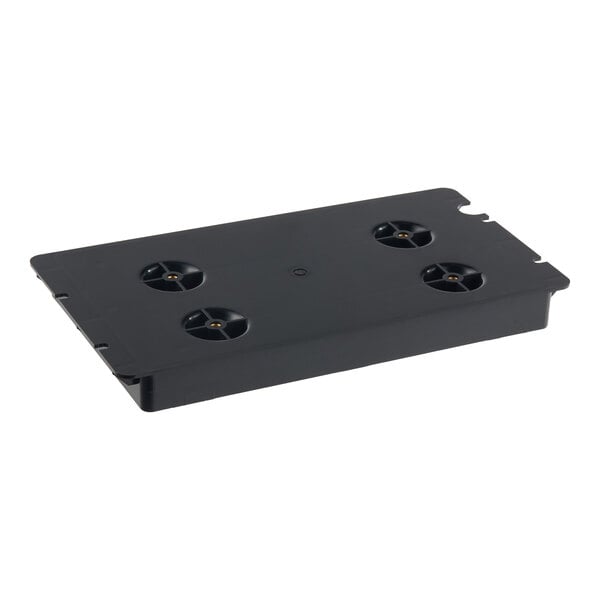 A black rectangular condensate pan with four circular drainage areas, designed for the Estella MCC220 model.
