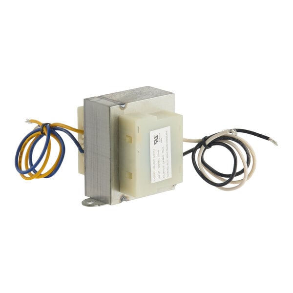 A heated glass transformer with attached wires designed for use with the Estella MCC220.