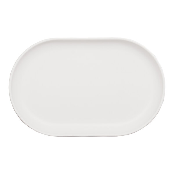 A white oval melamine platter.