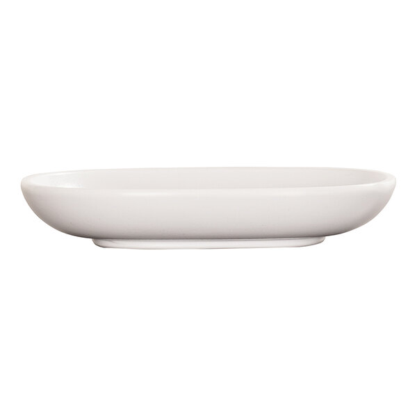 A white square melamine plate with slightly raised edges.