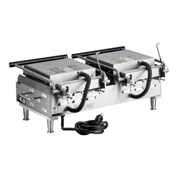 Star Grill Express GX20IG-240V 20" Double Sandwich Grill with Grooved Cast Iron Plates - Dual 10" x 10" Cooking Surface - 208/240V, 2,700/3,600W