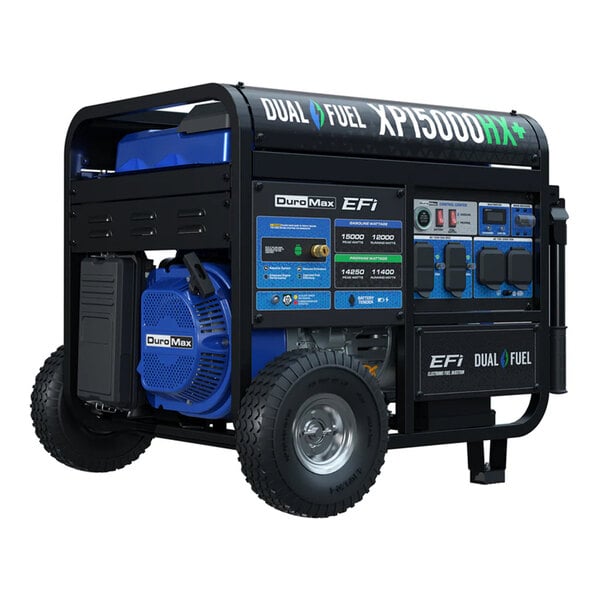 DuroMax 500 CC Dual Fuel EFI Portable Generator with CO Alert XP15000HX+ - 15,000/12,000W, 120/240V