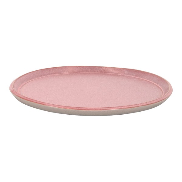 Front of the House Mezze® 9" Guava Two-Tone Round Porcelain Plate - 6/Case