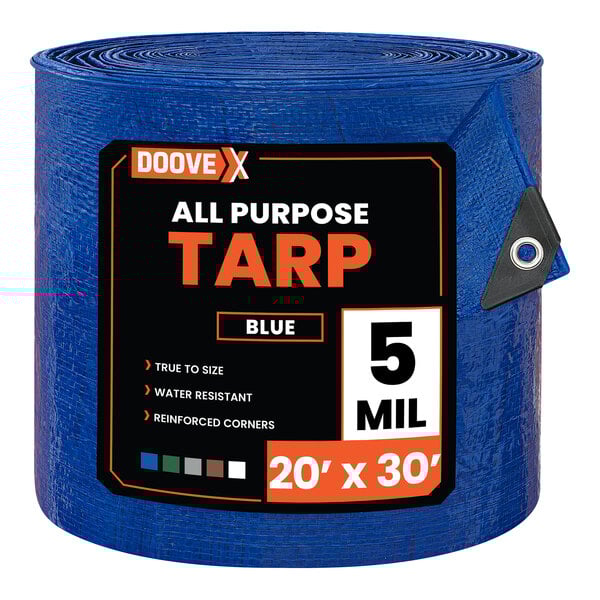 Doovex 20' x 30' Blue Multipurpose Weatherproof 5 Mil Polyethylene Tarp DVX-T5BL2030T