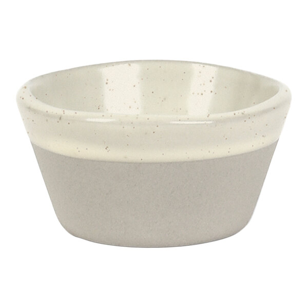 Front of the House Mezze® 3 oz. Sesame Two-Tone Round Porcelain Ramekin - 12/Case