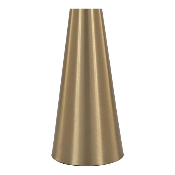 A round brass steel side table with an hourglass-shaped base.