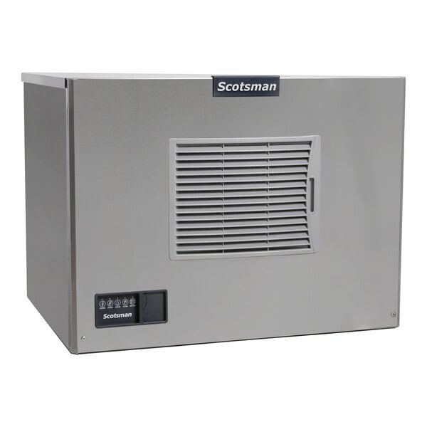 A stainless steel Scotsman air-cooled medium cube ice machine.