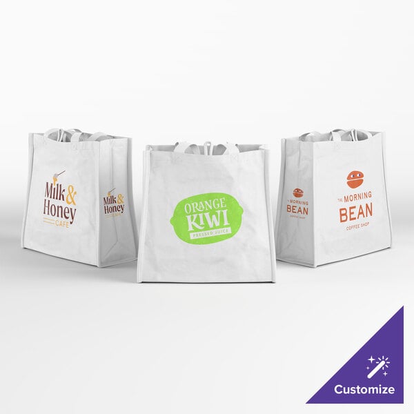 Choice Small Customizable Non-Woven Reusable Shopping Bag with "Big Earth Fan" Print - 200/Case
