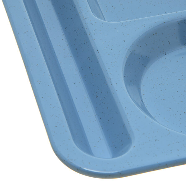 A blue Carlisle 6 compartment tray.