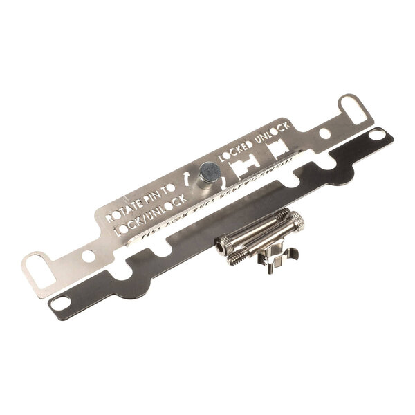 A metal platen lock kit with screws and locking components.