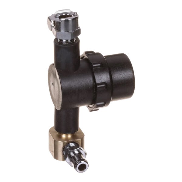 A flow regulator assembly kit with metal and plastic components.