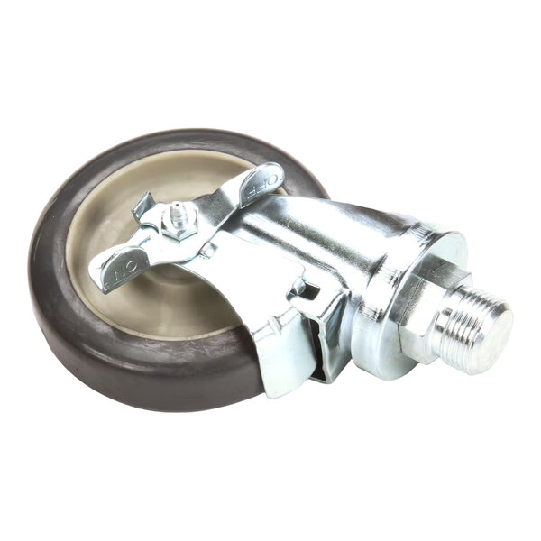 A 5-inch caster wheel with a brake and metal mounting hardware.