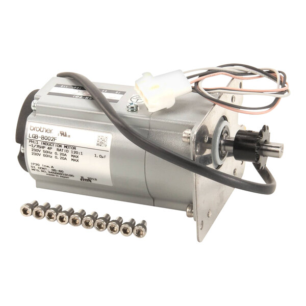 A drive motor kit with attached wiring and mounting screws.