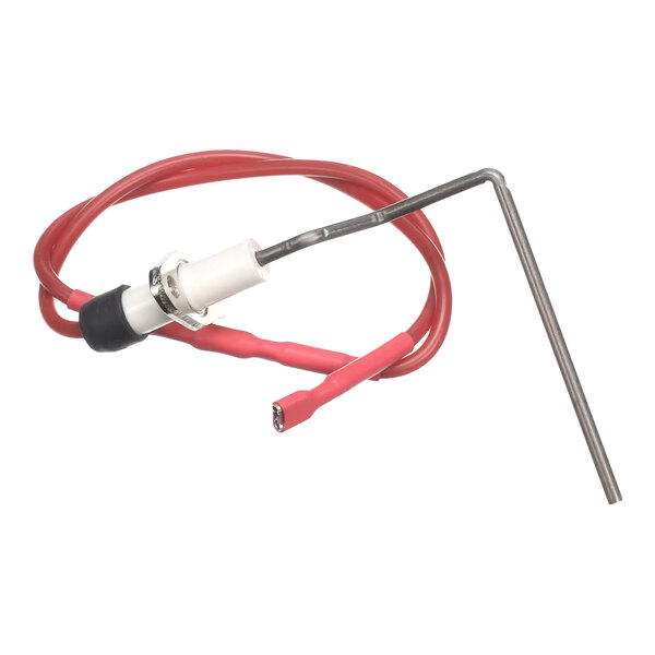 An electrode with a red wire and metal probe, used for Blodgett 13Kw oven cavities.