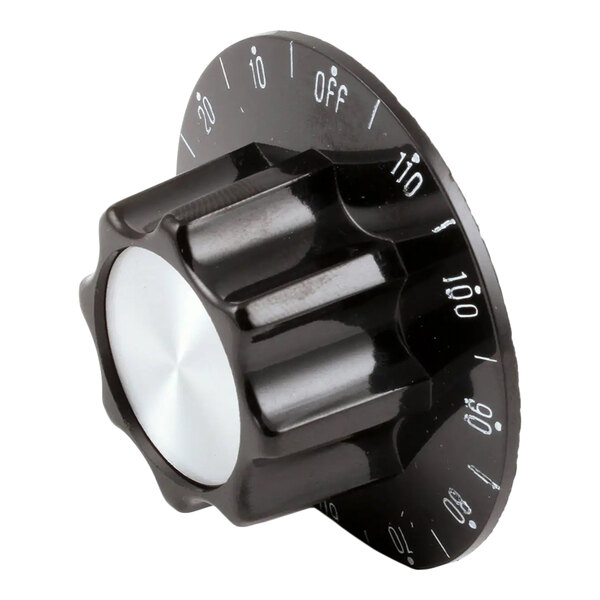 A black control knob for a 2-hour timer with marked time intervals.