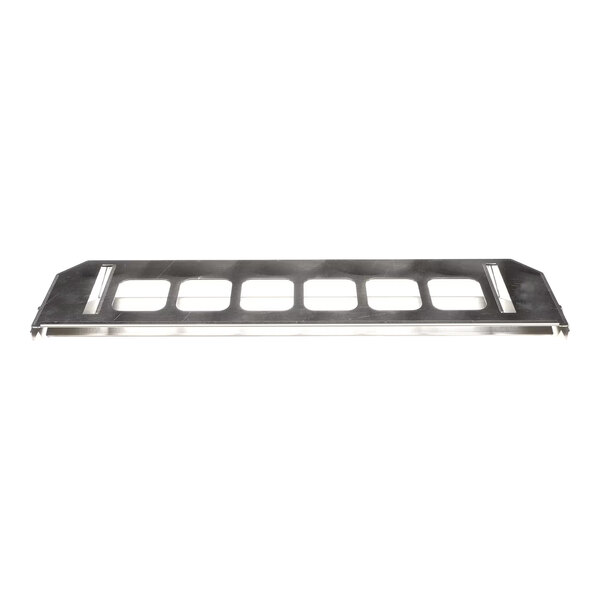 A stainless steel tray holder kit with multiple rectangular cutouts.