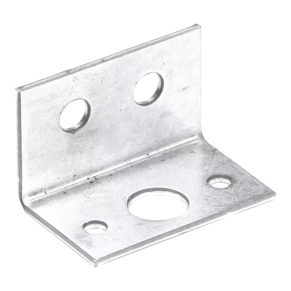 A metal L-shaped bracket with multiple holes for mounting an electrode.