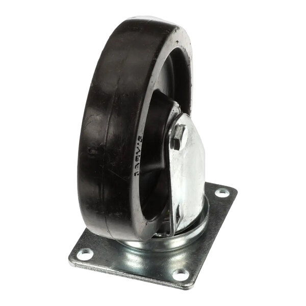 A swivel caster with a 6-1/4 inch black wheel and a metal mounting plate.