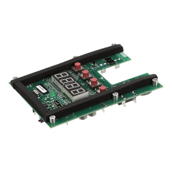 A digital temperature control replacement kit with a cover, featuring a circuit board, display, and control buttons.