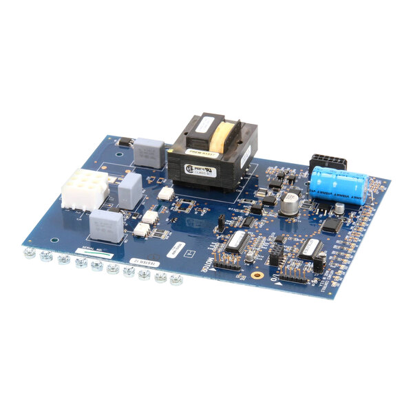An electronic I/O board kit with various components mounted on a blue circuit board.