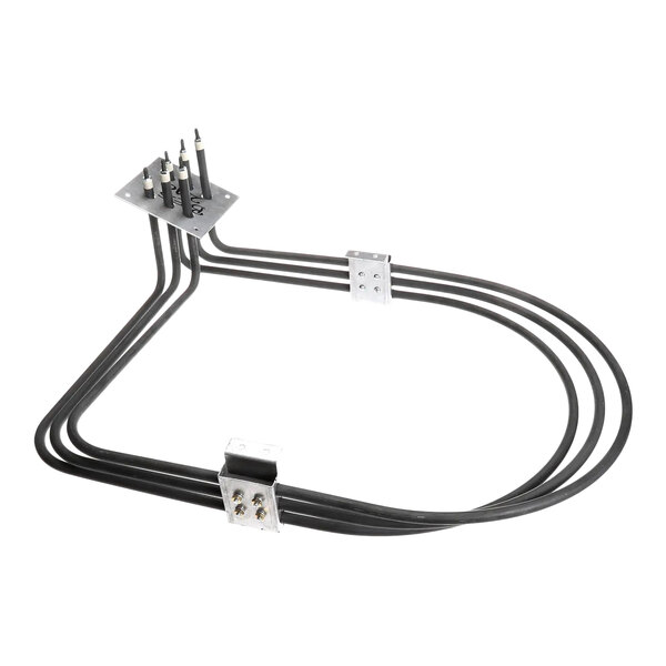 An electric heating element assembly with multiple black rods and metal mounting plates, designed for commercial kitchen equipment.