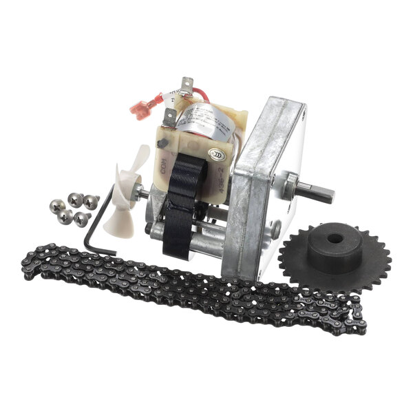 An Antunes VCT-200/250 50Hz 22 Sec motor assembly kit with chain, sprocket, and hardware components.