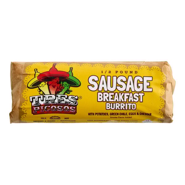 Tres Picosos Sausage Breakfast Burrito 8 oz. - 12/Case